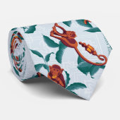 Cravate Motif de singes joueurs du Lotus Blanc (Roulé)