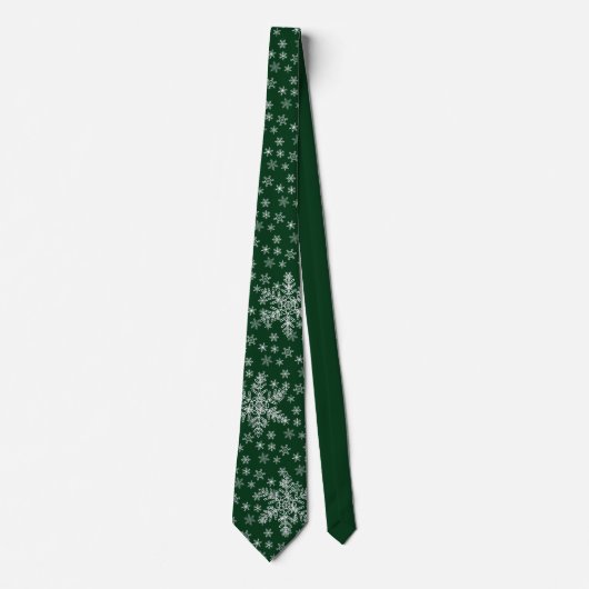 Cravate Motif de Snowflakes blanc sur Deep Forest Green (Devant)