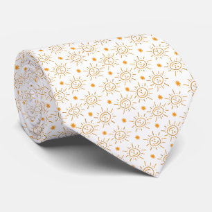 Cravate Motif de soleil orange dessiné à la main sur fond