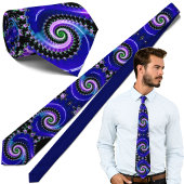 Cravate Motif de spirale fractale bleue - Mathématiques mo