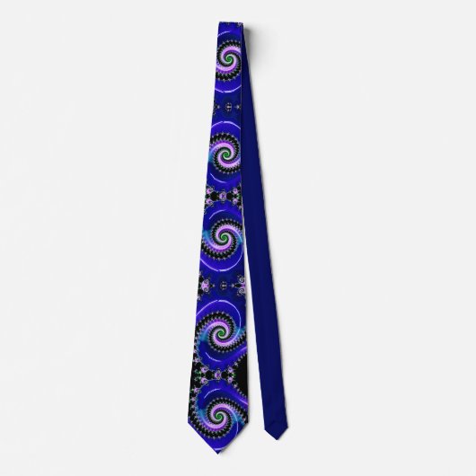 Cravate Motif de spirale fractale bleue - Mathématiques mo (Devant)
