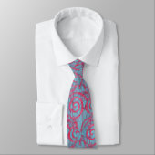 Cravate Motif de spirales en batik funky bleu rose vif (Attaché)