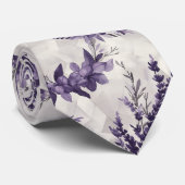 Cravate Motif de style aquarelle de lavande rustique (Roulé)