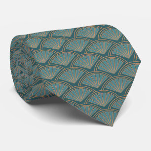 Cravate Motif de style Art déco en bleu turquoise