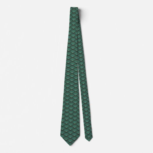 Cravate Motif de style Art déco en vert turquoise (Devant)
