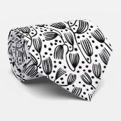 Cravate Motif de style écorce - Noir sur blanc (Roulé)