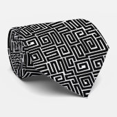 Cravate Motif de style Kuba 280922 - Noir sur blanc (Roulé)