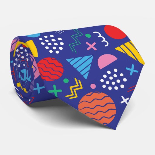 Cravate Motif de style Memphis (Roulé)