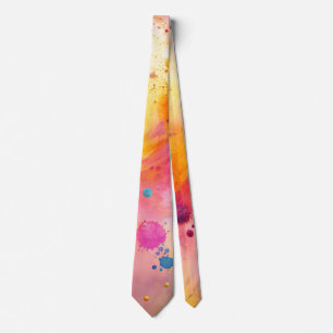 Cravate Motif de taches d'aquarelle abstraite vibrant
