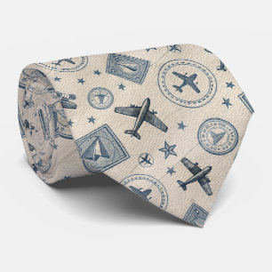 Cravate Motif de tampon de passeport d'aviation vintage (1