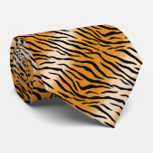 Cravate Motif de tigre noir et orange (Roulé)