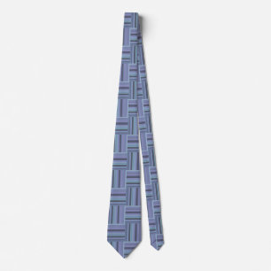 Cravate Motif de tissage à rayures bleu-gris