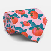 Cravate Motif de tomate rose vif, mode botanique  (Roulé)