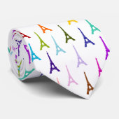 Cravate Motif de Tour Eiffel de Paris d'arc-en-ciel (Roulé)