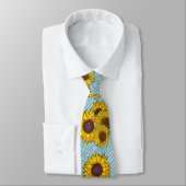 Cravate Motif de tournesol bleu élégant jaune (Attaché)