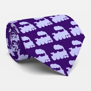 Cravate Motif de train à vapeur - Poudre bleu sur violet p