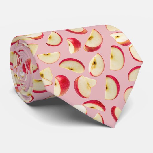 Cravate Motif de tranche de pomme rouge (Roulé)