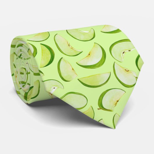 Cravate Motif de tranche de pomme verte (Roulé)