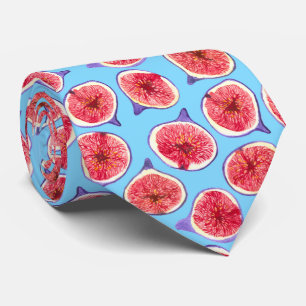 Cravate motif de tranches de figues aquarelle