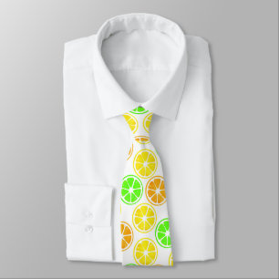 Cravate Motif de tranches d'orange de citron vert