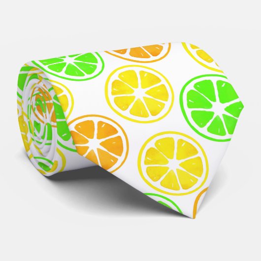 Cravate Motif de tranches d'orange de citron vert (Roulé)