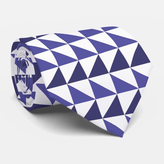 Cravate Motif de triangles géométriques bleu violet (Roulé)