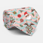 Cravate Motif de vacances Disco Père Noël et Reindeer (Roulé)