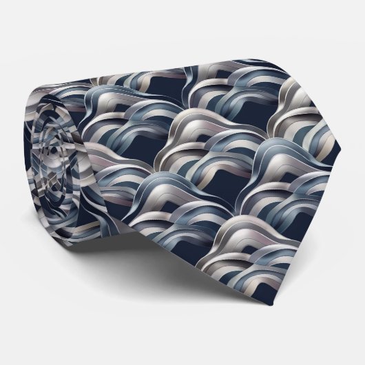 Cravate Motif de vague abstrait moderne (Roulé)