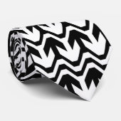 Cravate Motif de vague bidirectionnel noir et blanc (Roulé)