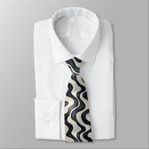 Cravate Motif de vague noir et blanc moderne