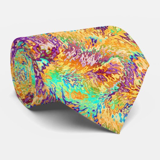 Cravate Motif de vagues psychédéliques colorées cool (Roulé)