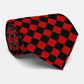 Cravate Motif de vérificateur en diamant noir et rouge (Roulé)
