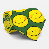 Cravate Motif de visage souriant jaune rétro (Roulé)