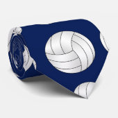 Cravate Motif de volleyball de bleu marine (Roulé)