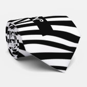 Cravate Motif de zèbre à rayures noir et blanc Monogramme (Roulé)