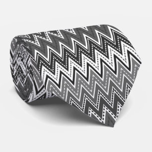 Cravate Motif de zigzag géométrique noir et blanc