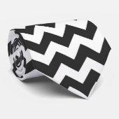 Cravate Motif de zigzag noir et blanc de Chevron (Roulé)