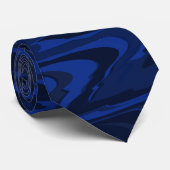 Cravate Motif d'eau liquide ondulé bleu (Roulé)