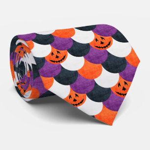 Cravate Motif d'écailles de sirène de citrouille-lanterne