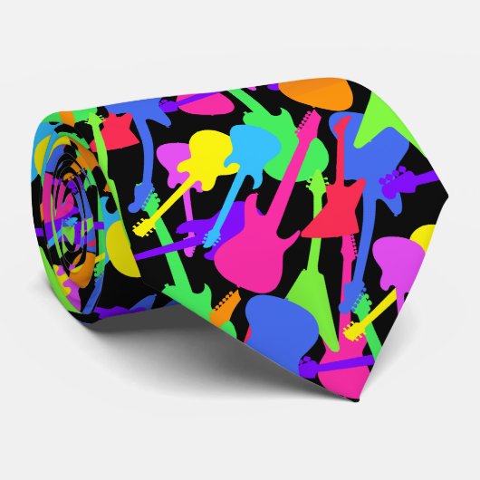 Cravate Motif d'éclaboussure de guitare (Roulé)
