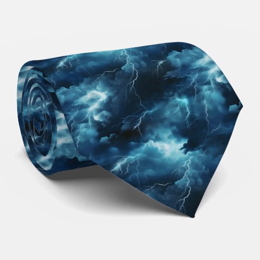 Cravate Motif d'éclairs de tempête (Roulé)