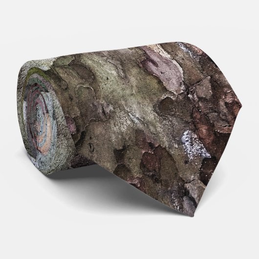 Cravate Motif d'écorce camouflée vert et brun (Roulé)