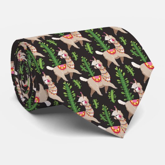 Cravate Motif décoré mignon de lamas (Roulé)