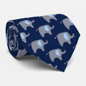 Cravate Motif d'éléphant gris bleu (Roulé)