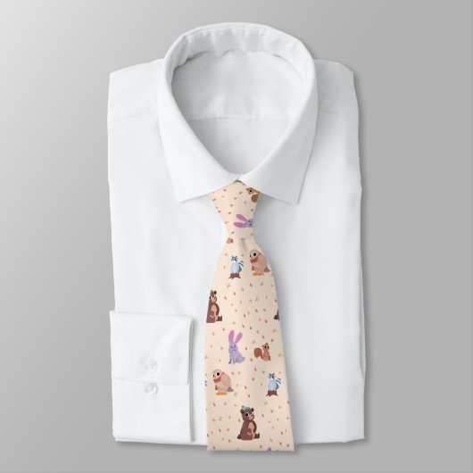 Cravate Motif des animaux plats automne/automne (Attaché)