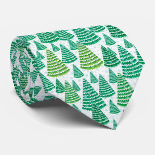Cravate Motif des arbres de Noël verts neige