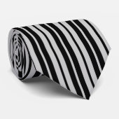 Cravate Motif des bandes verticales noires grises de cendr (Roulé)