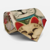 Cravate motif des chats Maneki-neko (Roulé)