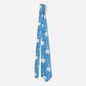 Cravate Motif des flocons de neige bleu et blanc d'hiver (Dos)