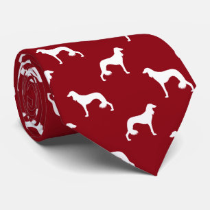 Cravate Motif des silhouettes de chien saluki rouge et bla